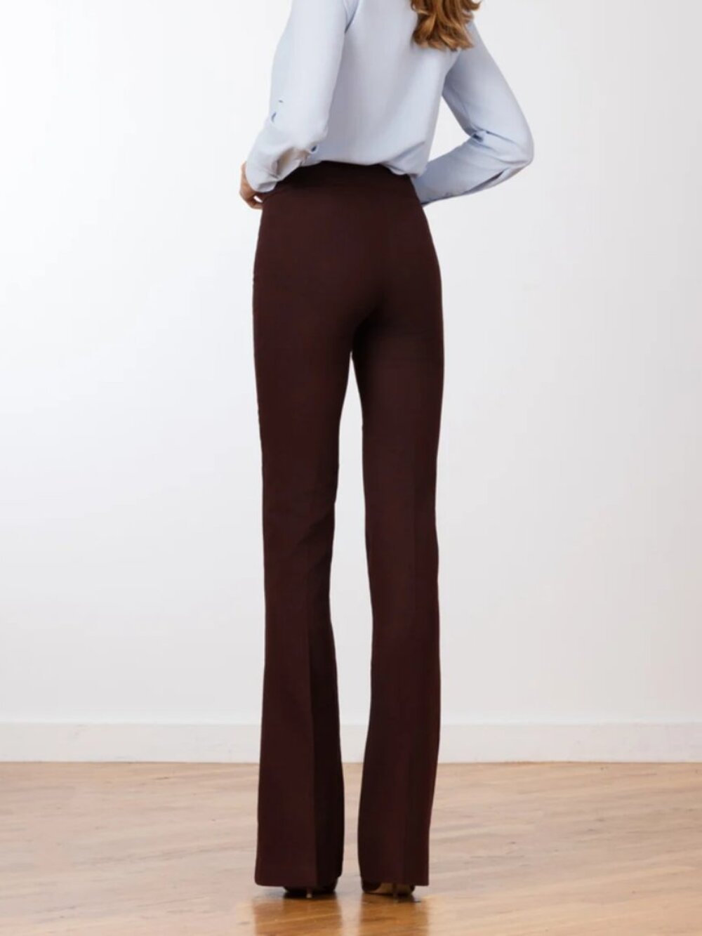 AVENUE MONTAIGNE BELLINI Flannel Burgundy Wide-leg Pants - Size 4